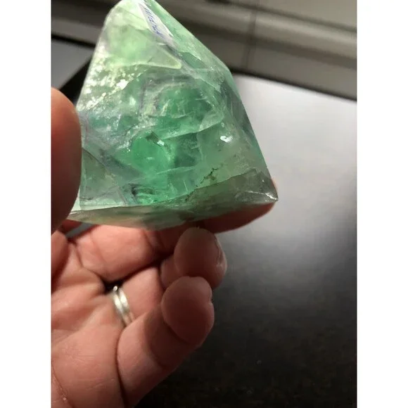 Green Fluorite Gorgeous Polished 6.5 Oz Mineral Specimen Paper Weight - Picture 6 of 12